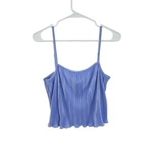 Mimosa Spaghetti Ribbed Crop Top Womens Size Large  Periwinkle Purple